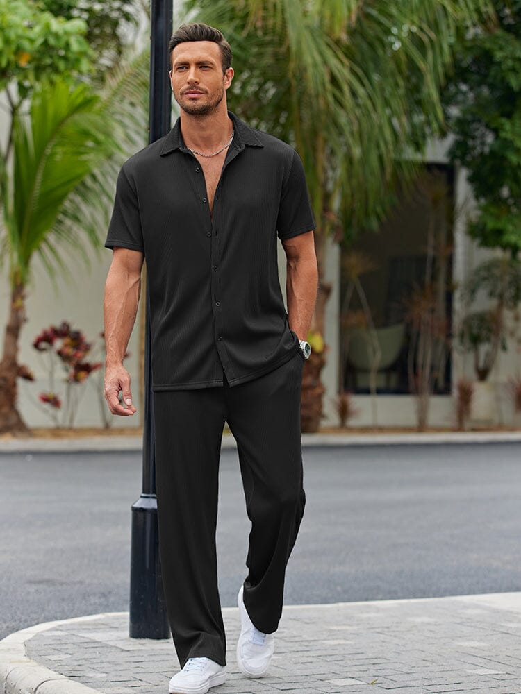 Casual Loose Fit Hemden-Set
