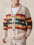 Stylischer Cardigan mit Reverskragen und farbenfrohem Grafikmuster