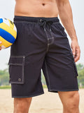 Einfarbige Boardshorts mit Seitenstreifen für Herren