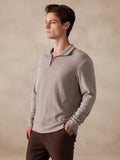 Elastischer Polo-Pullover mit Viertelreißverschluss