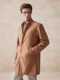 Bequemer Herren Tweedmantel mit Stehkragen