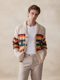 Stylischer Cardigan mit Reverskragen und farbenfrohem Grafikmuster