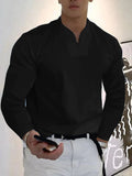 Lockeres V Ausschnitt Langarm Shirt