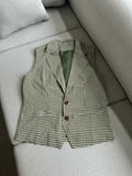 Modernes Set aus Anzugweste und Hose mit Hahnentrittmuster