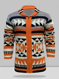 Langarm-Strickpullover mit Reverskragen und Jacquard-Muster