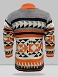 Langarm-Strickpullover mit Reverskragen und Jacquard-Muster