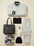 Klassisches Jacken- und Hosen-Set mit Streifendetails