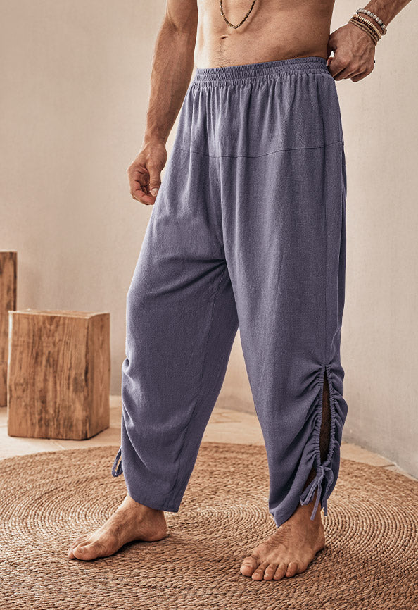 Lässige Weite Leinen-Mix Hose