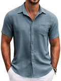 Strukturiertes Kurzarmhemd mit Knopfleiste