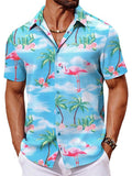 Kurzarm Flamingo Print Hawaii Hemd