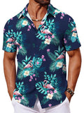 Kurzarm Flamingo Print Hawaii Hemd