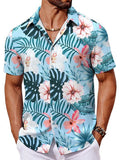Kurzarm Flamingo Print Hawaii Hemd