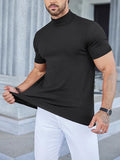 Slim Fit Stehkragen Strick T Shirt