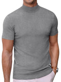 Slim Fit Stehkragen Strick T Shirt