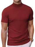 Slim Fit Stehkragen Strick T Shirt