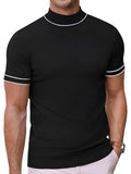 Slim Fit Stehkragen Strick T Shirt