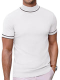 Slim Fit Stehkragen Strick T Shirt