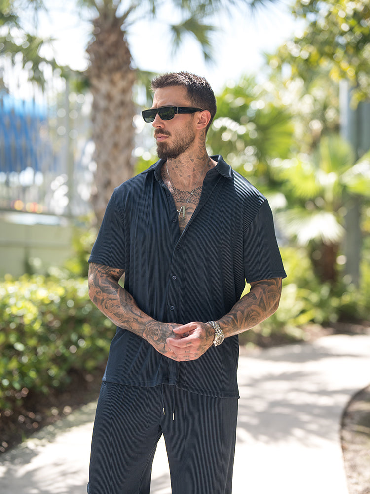 Casual Loose Fit Hemden-Set