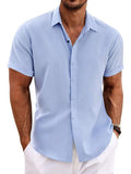 COOFANDY Leinenhemd Herren Kurzarm