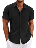 COOFANDY Leinenhemd Herren Kurzarm
