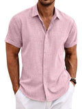 COOFANDY Leinenhemd Herren Kurzarm