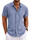 COOFANDY Leinenhemd Herren Kurzarm