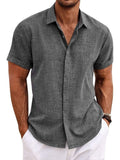 COOFANDY Leinenhemd Herren Kurzarm