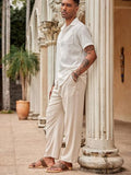 COOFANDY Leinenhose mit Kordelzug