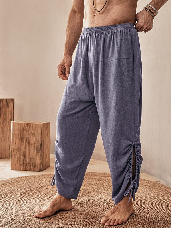 Lässige Weite Leinen-Mix Hose