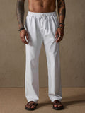 Lässige Loose Fit Baumwoll-Leinen Straight-Hose