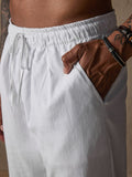 Lässige Loose Fit Baumwoll-Leinen Straight-Hose