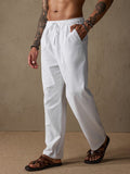 Lässige Loose Fit Baumwoll-Leinen Straight-Hose