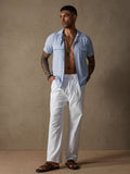 Lässige Loose Fit Baumwoll-Leinen Straight-Hose