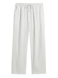 Lässige Loose Fit Baumwoll-Leinen Straight-Hose