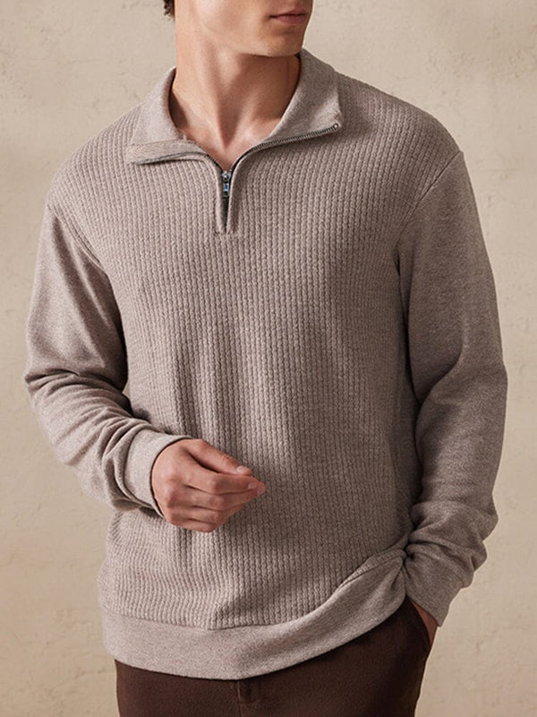 Elastischer Polo-Pullover mit Viertelreißverschluss