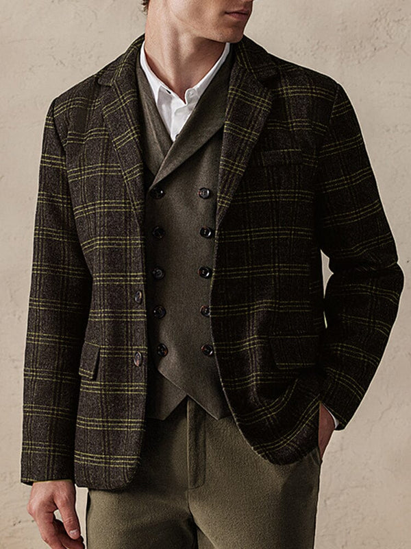 Karierter Vintage-Blazer aus Wollmischung