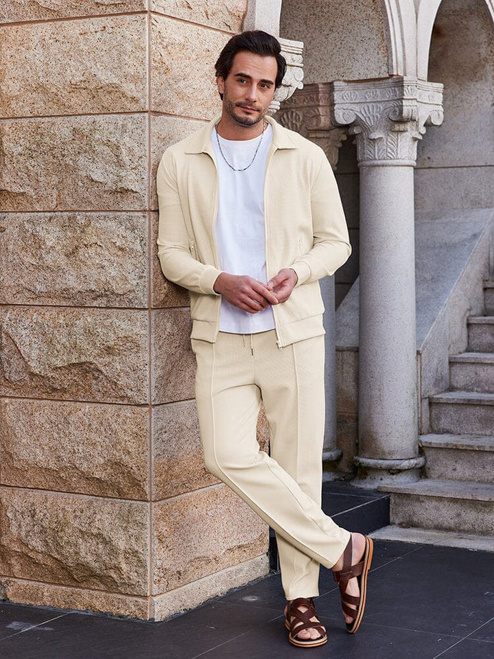 Athleisure weiches Waffelstrick Jacken Set