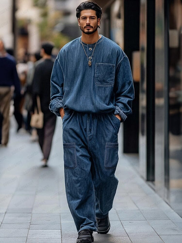 Vintage-inspiriertes 2-teiliges Denim-Cargo-Set
