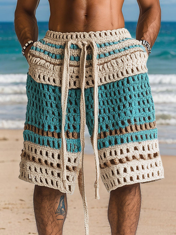 Lässige Resort-Strickshorts mit Zopfmuster