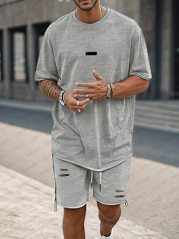 Athleisure T-Shirt- und Shorts-Set in lockerer Passform