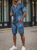 Modisches Denim Optik Print Zweiteiler Set