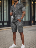 Modisches Denim Optik Print Zweiteiler Set