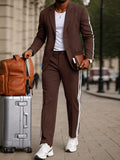 Modernes Seitenstreifen Blazer Hosen Set