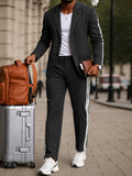 Modernes Seitenstreifen Blazer Hosen Set