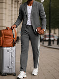 Modernes Seitenstreifen Blazer Hosen Set