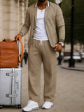 Casual Blazer-Hosen-Set mit Kontrastkragen