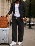 Casual Blazer-Hosen-Set mit Kontrastkragen