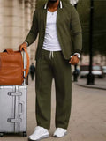 Casual Blazer-Hosen-Set mit Kontrastkragen