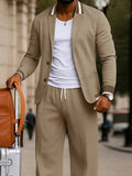 Casual Blazer-Hosen-Set mit Kontrastkragen