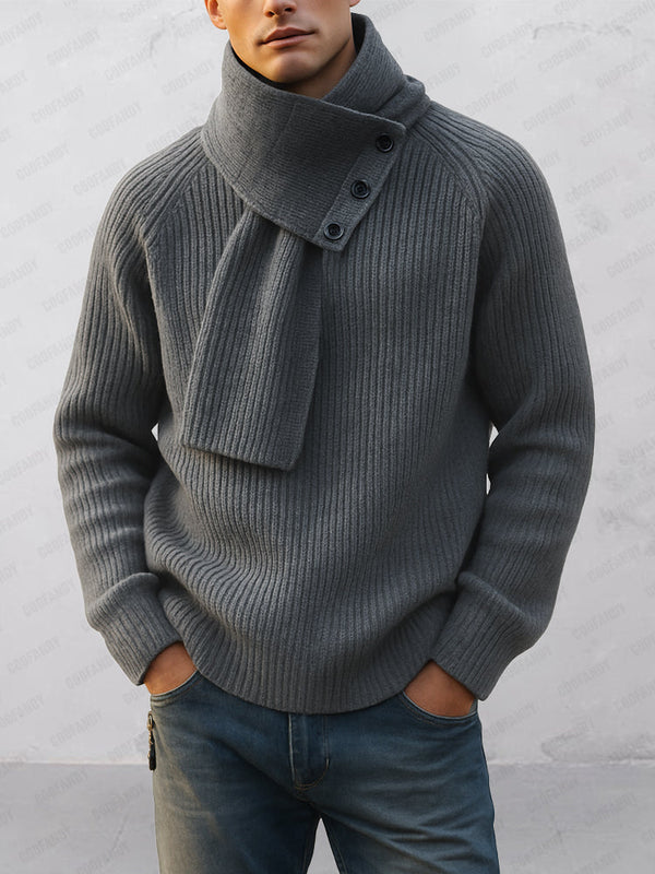 Rundhals-Pullover mit abnehmbarem Schal